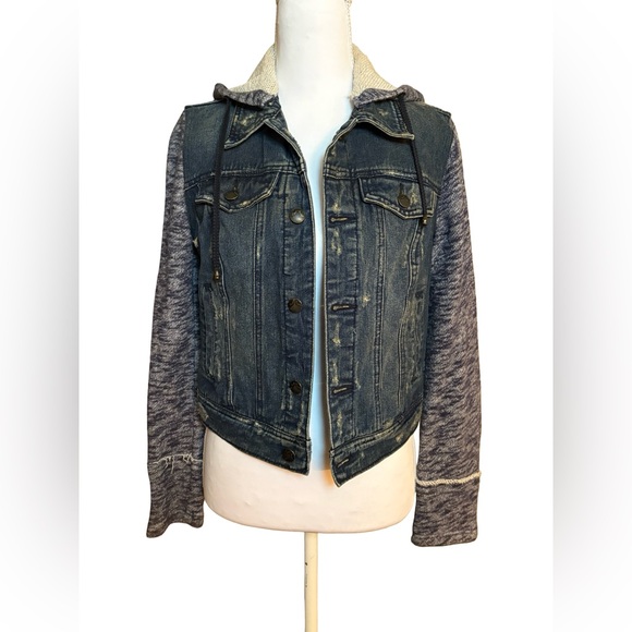 🙋‍♀️Free People Denim and Knit Jean Jacket Size XS - Picture 4 of 8